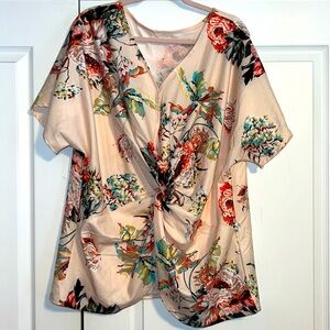 Unbranded ❤️‍🔥 Top Wrap Front Pink Floral Sz 2XL
